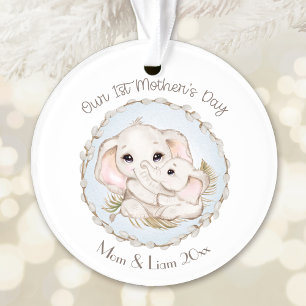 First Mother's Day Boy Elephant Personalized Ornament