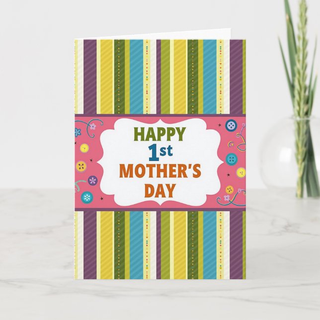 First Mothers Day Buttons Card (Front)