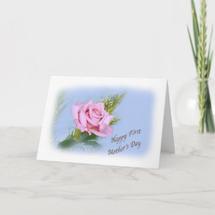 First Mother's Day Card with Pink Rose