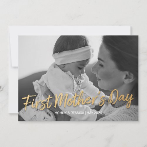 First Mothers Day Classic Script Full Photo Card