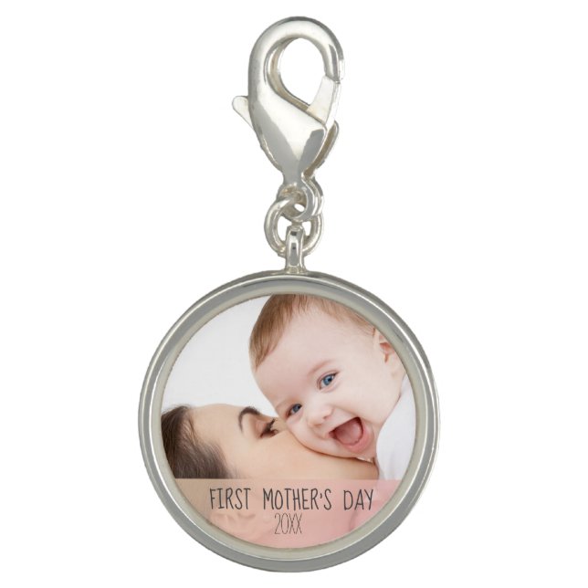 First Mothers Day Custom Mom and Baby Photo Charm (Front)