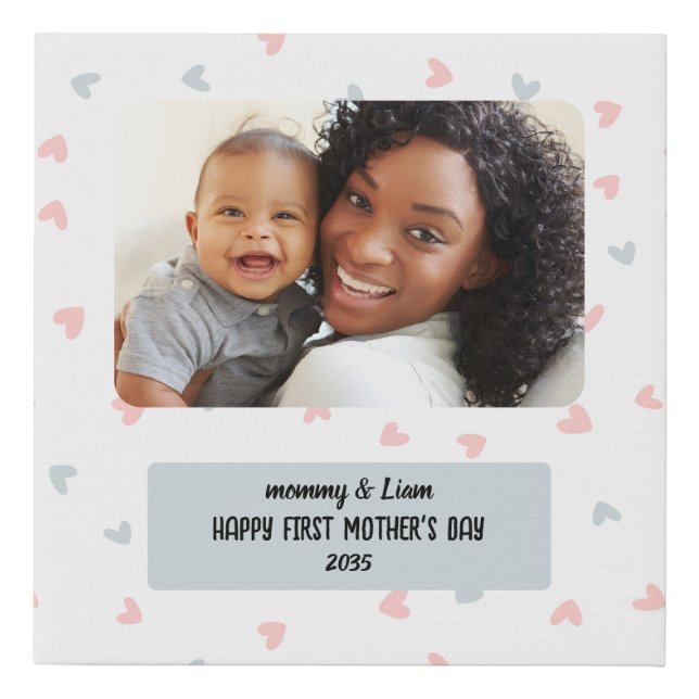 First Mother's Day custom Photo Faux Canvas Print (Front)