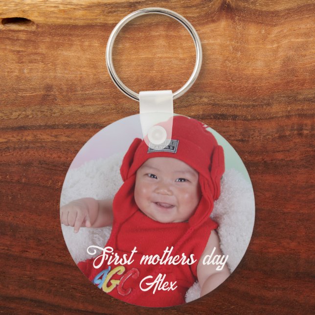 First mother's day custom photo  keychain (Back)