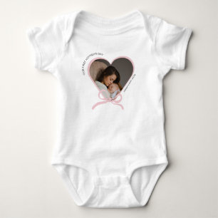 First Mother's Day custom photo love shape Baby Bodysuit