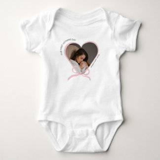 First Mother's Day custom photo love shape  Baby Bodysuit