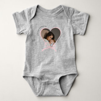 First Mother's Day custom photo love shape  Baby Bodysuit