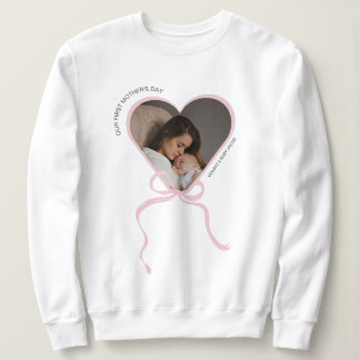 First Mother's Day custom photo love shape  Sweatshirt