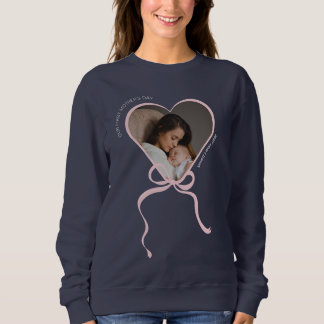 First Mother's Day custom photo love shape  Sweatshirt
