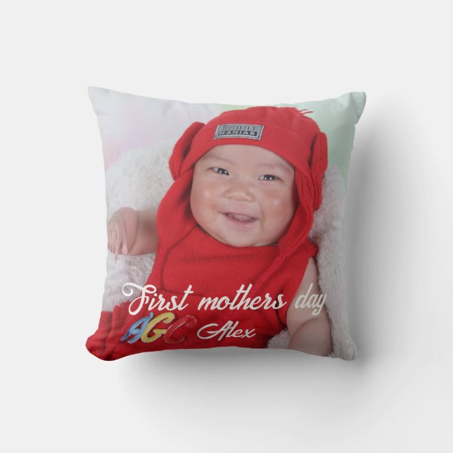 First mother's day custom photo  throw pillow (Front)