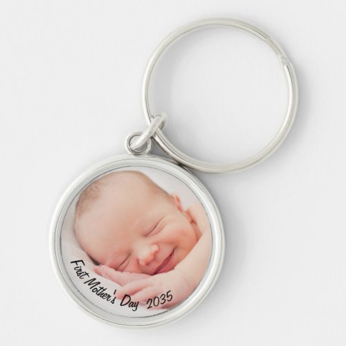First Mothers Day Custom Year and Baby Photo  Keychain