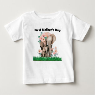 First Mother's Day cute elephant Baby T-Shirt