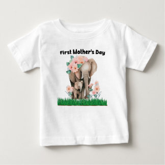 First Mother's Day cute elephant Baby T-Shirt