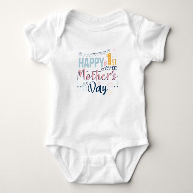 First Mothers Day Ever 1st Time Mom Baby Bodysuit (Front)