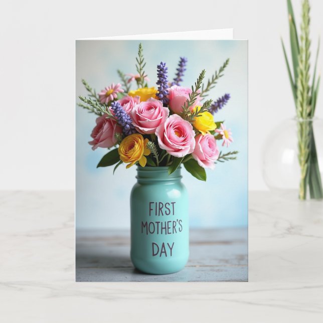 First Mothers Day Floral Bouquet Card (Front)