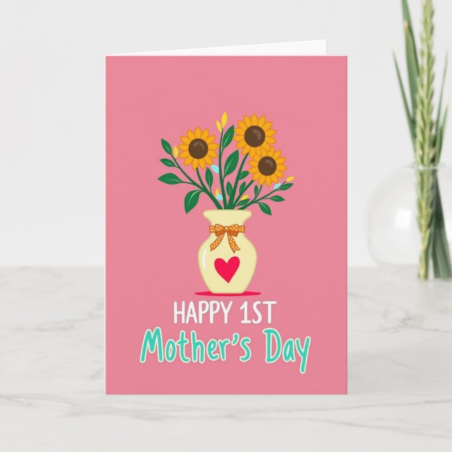 First Mothers Day Floral Vase Card (Front)