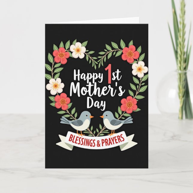 First Mothers Day Floral Wreath Card (Front)