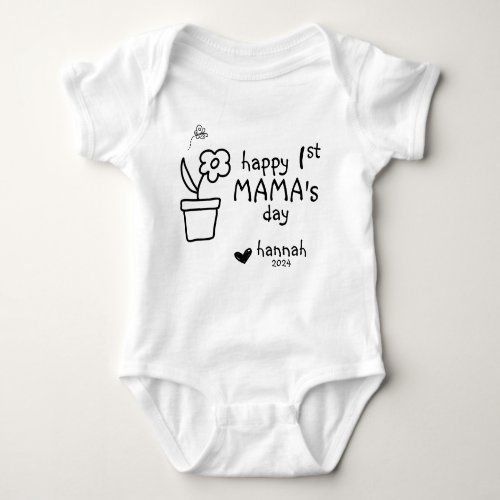 First Mothers Day Flower Pot Doodle Baby Bodysuit