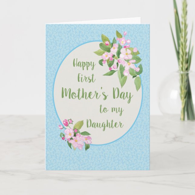 First Mother's Day for Daughter, Apple Blossom Card (Front)