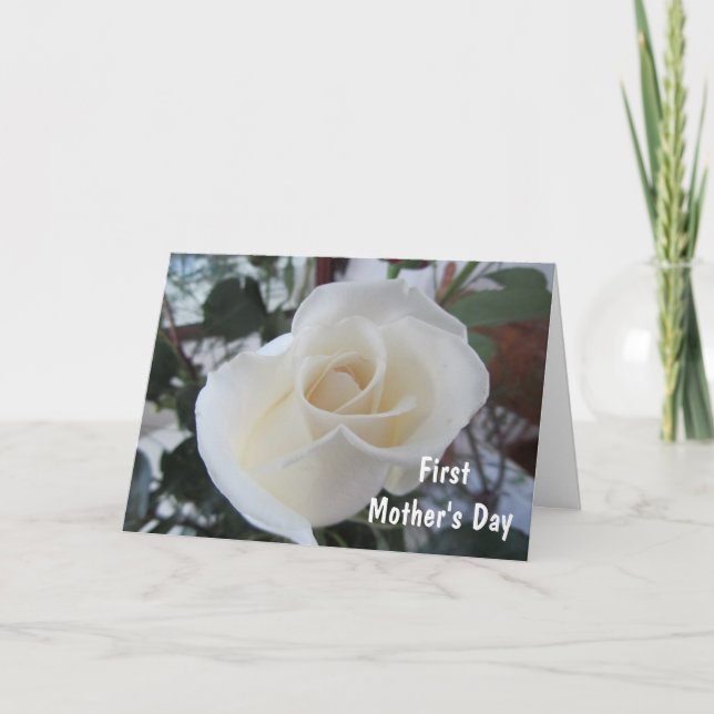 First Mother's Day-for Daughter-White Rose Card (Front)