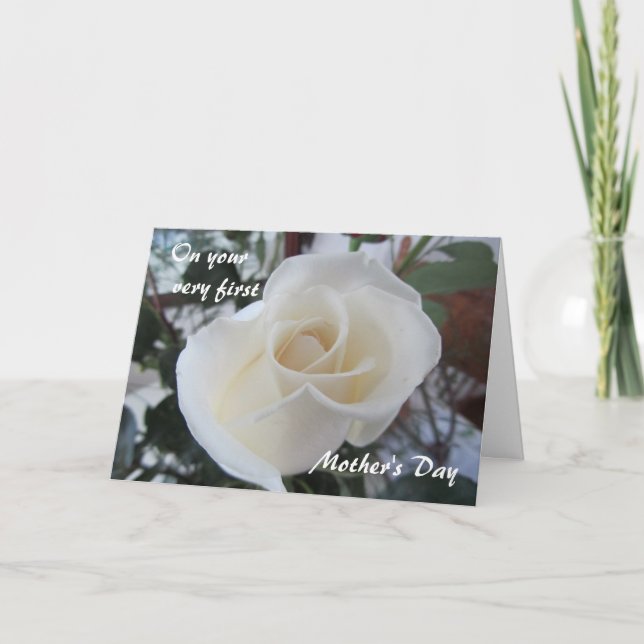 First Mother's Day-for Daughter-White Rose Card (Front)
