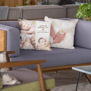 First Mother's Day Gift Cute Photo Collage Throw Pillow