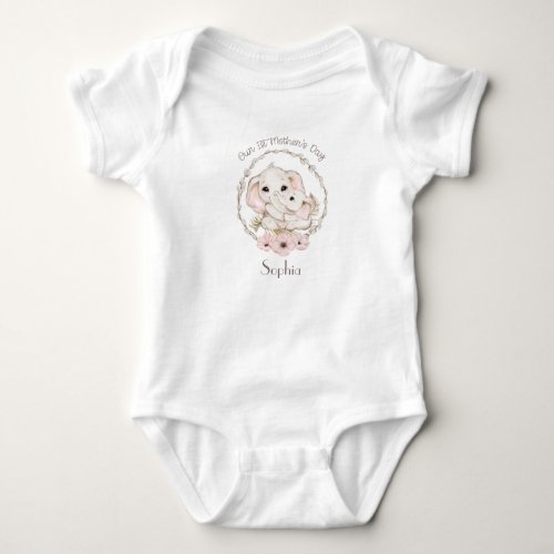 First Mothers Day Girl Elephant Personalized Baby Bodysuit