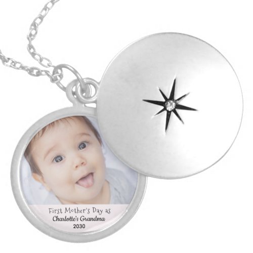 First Mothers Day Grandma BabyGirl Name Year Photo Locket Necklace