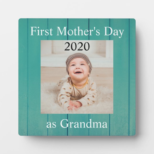 First  Mother's Day Grandma Custom Photo Plaque (Front)