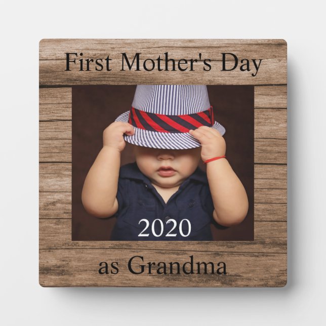 First  Mother's Day Grandma Custom Photo Plaque (Front)