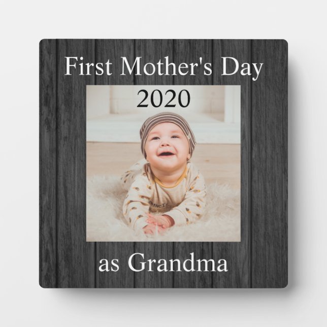 First  Mother's Day Grandma Custom Photo Plaque (Front)
