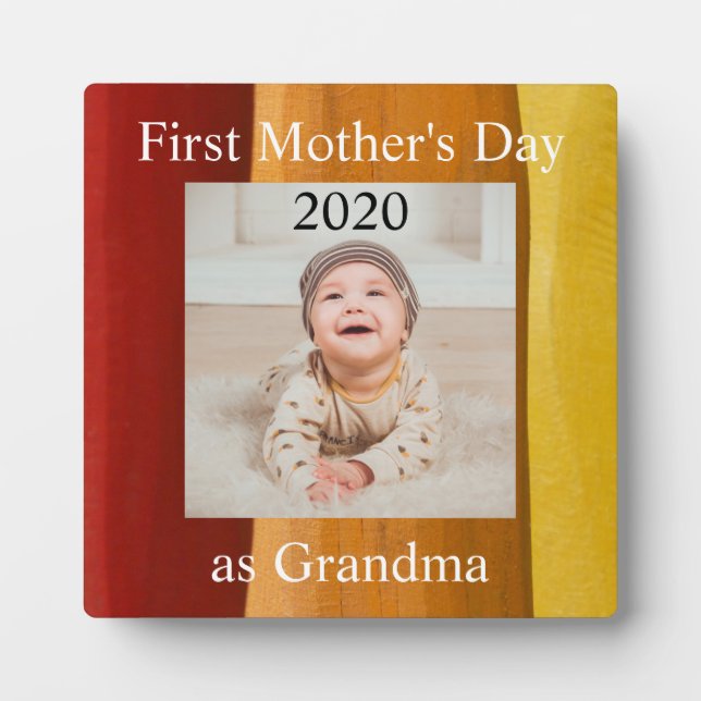 First  Mother's Day Grandma Custom Photo Plaque (Front)