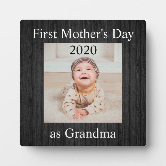 First  Mother's Day Grandma Custom Photo Plaque (Front)