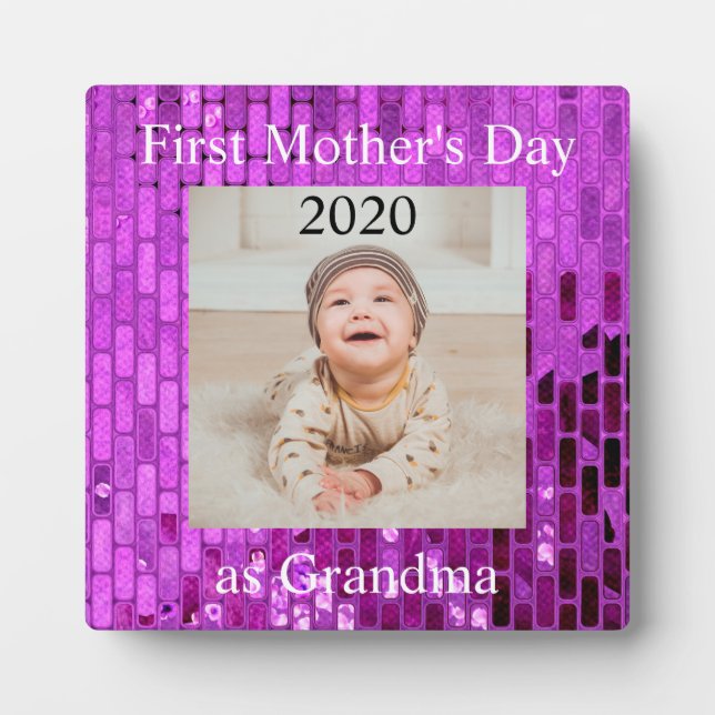 First  Mother's Day Grandma Custom Photo Plaque (Front)