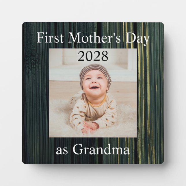 First  Mother's Day Grandma Custom Photo Plaque (Front)