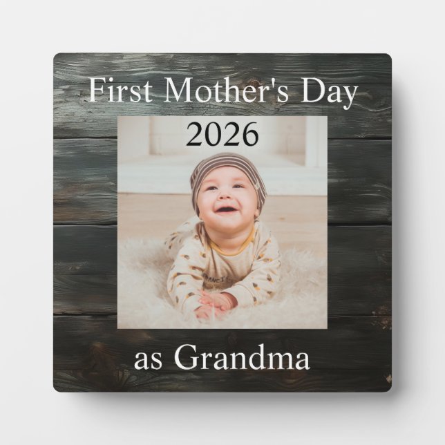 First  Mother's Day Grandma Custom Photo Plaque (Front)