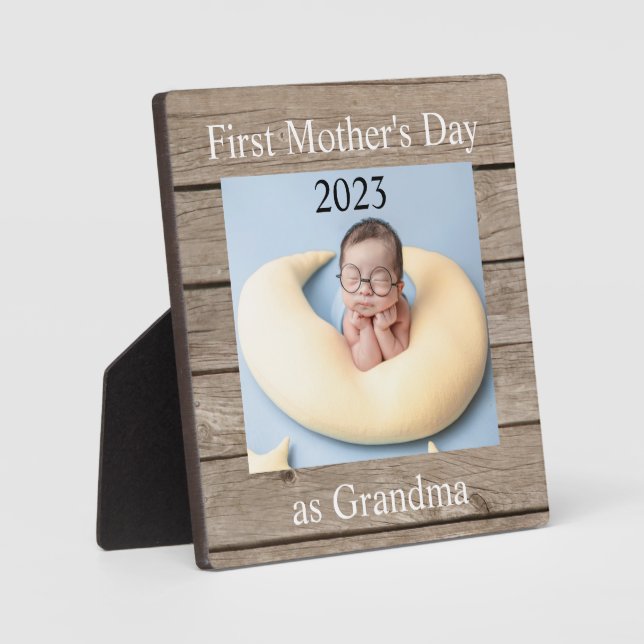 First  Mother's Day Grandma Custom Photo Plaque (Front)