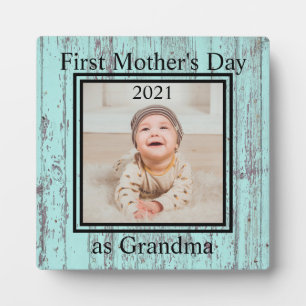 First  Mother's Day Grandma Custom Photo Plaque