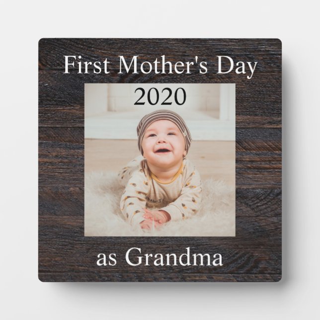 First  Mother's Day Grandma Custom Photo Plaque (Front)