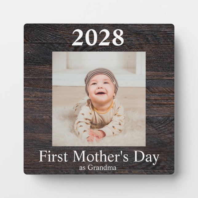 First  Mother's Day Grandma Custom Photo Plaque (Front)