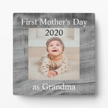 First  Mother's Day Grandma Custom Photo Plaque by sunbuds at Zazzle