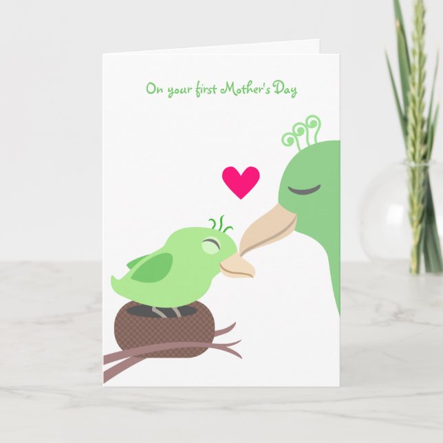 First Mother's Day - Green Birds Card (Front)