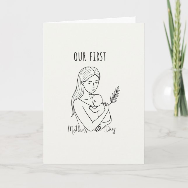 First Mothers Day Line Art Card (Front)