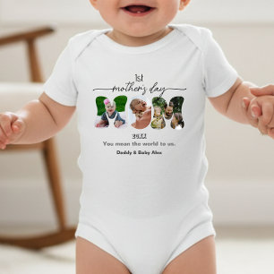 First Mother's Day Mom Cutout 3 Photos Collage   Baby Bodysuit