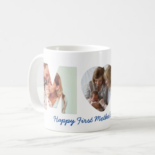 First Mothers Day MOM Heart Photo Letters Coffee Mug