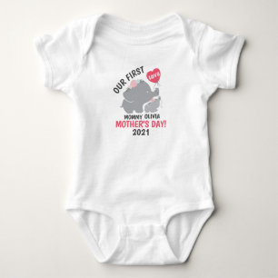 First Mother's Day Mommy Baby Girl Elephant Bodysuit
