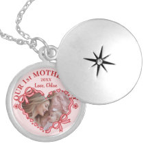 First Mother's Day Photo Heart Frame Red Pink Bow