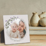 First Mother's Day Photo Purple Wildflower Frame<br><div class="desc">Photo plaque for First Mother's day or edit the text for any other occasion. The photo template is set up for you to add your picture, which is displayed in round shape. This elegant and delicate design has a floral photo frame with purple wild flowers and greenery. If you have...</div>