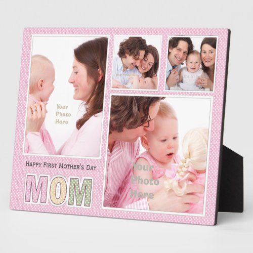 First Mothers Day Pink Photo Collage Plaque
