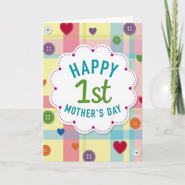 First Mothers Day Plaid Card (Front)