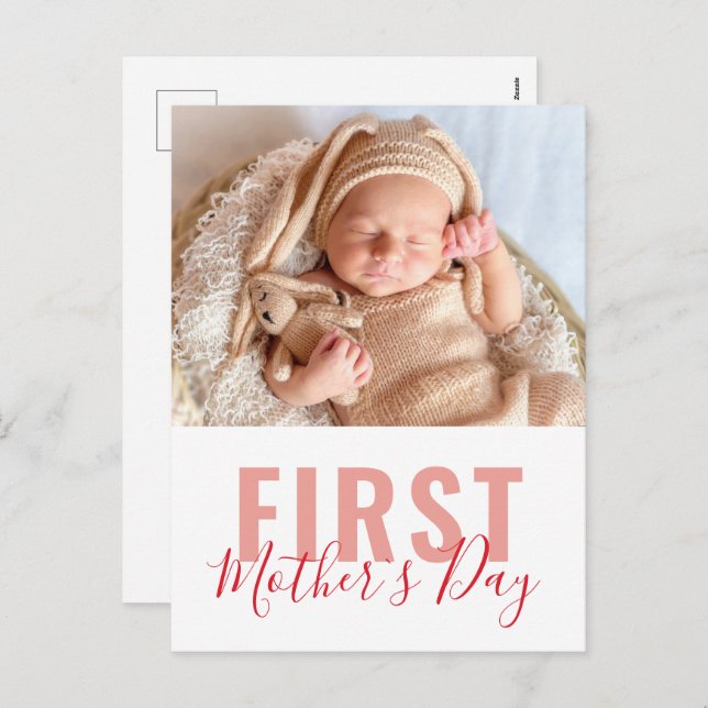 First Mother's Day Script Photo Holiday Postcard (Front/Back)